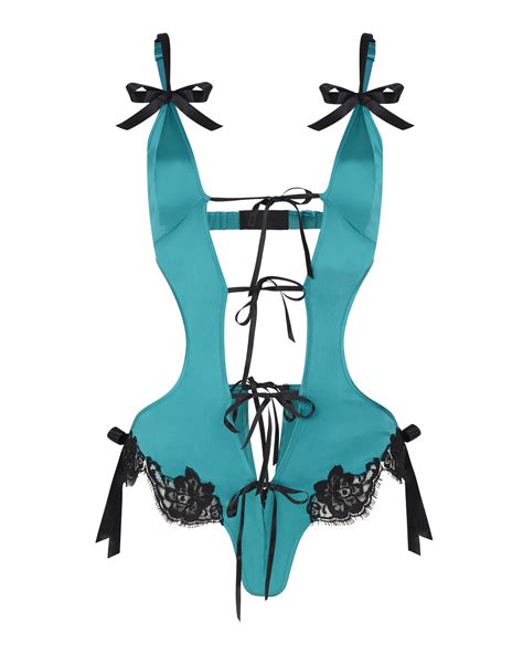 Zuriel Playsuit In Teal Black By Agent Provocateur