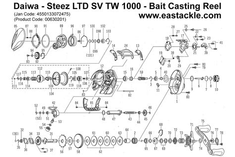 Daiwa Steez Ltd Sv Tw Bait Casting Fishing Reel Schematics