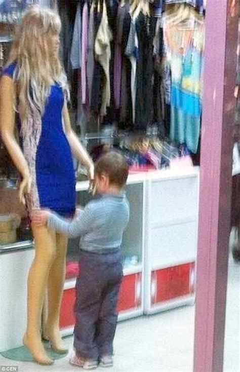 Curious Boy In Russia Puts Hand Up Mannequin S Dress And Peeks Up It