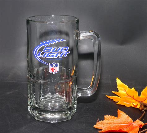Bud Light Budweiser Nfl Heavy 2l Beer Pint Glass Etched Glass Branding