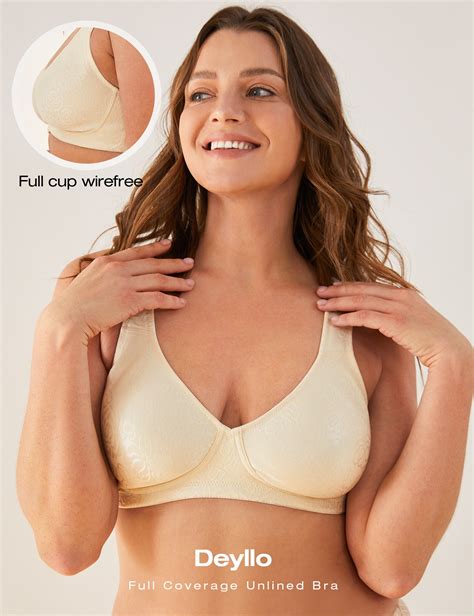 deyllo women s wireless bra non padded plus size full coverage minimizer bra beige 46c