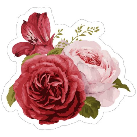 Pretty Bouquet Of Roses Flower Stickers