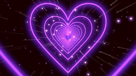 Neon Light Love 💜purple Heart Tunnel Animated Background Wallpaper
