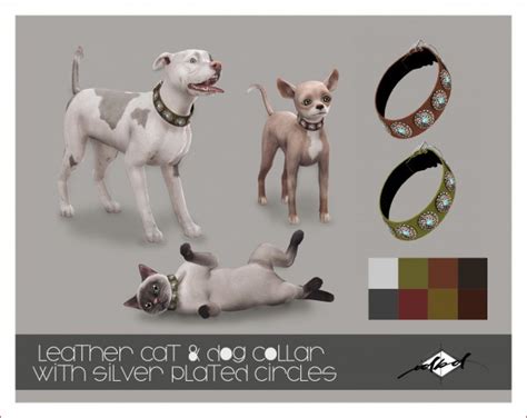 Sims 4 Designs Leather Cat And Dog Collar With Silver Plated Circles