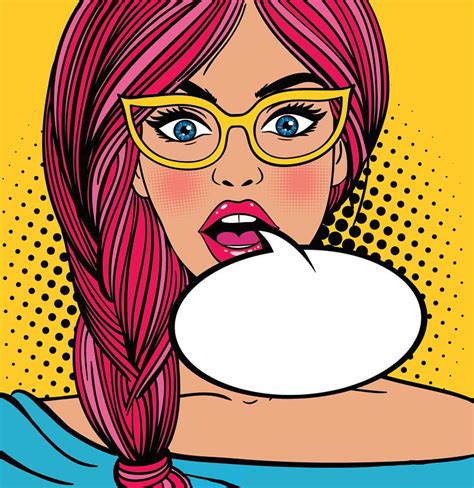 Pop Art Girl With Glasses And Speech Bubble Digital Art By Long Shot