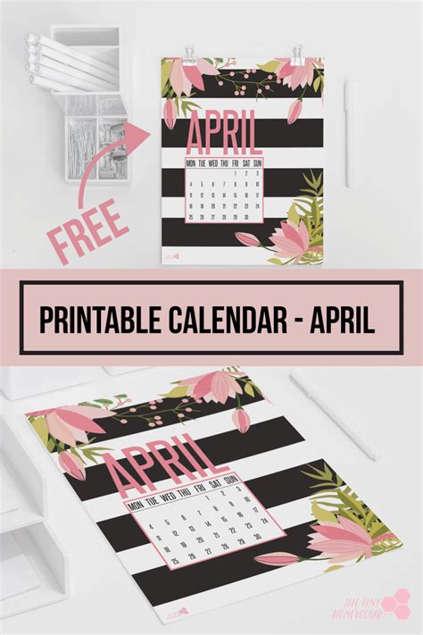 Free Printable April Calendar Cute And Pretty Design With A Spring Feel