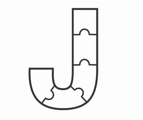 The Letter J Is Made Up Of Pieces Of Jigsaw Puzzles In Black And White