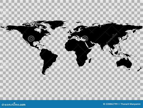Silhouette World Map Isolated On Transparency Background Vector