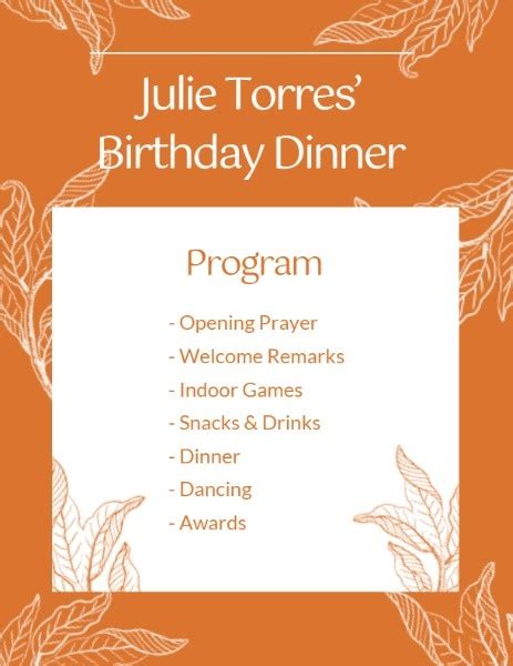 Theme parties often function to suit the guest of honor, as well as keep the party memorable. Birthday Party Programme Template : Download them for free in ai or eps format. - f-impressions