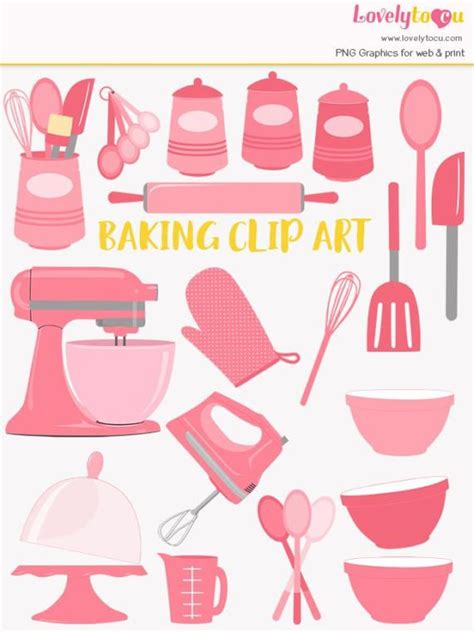 Baking Clipart Set Baker Kitchen Baking Utensils Pink Etsy Canada