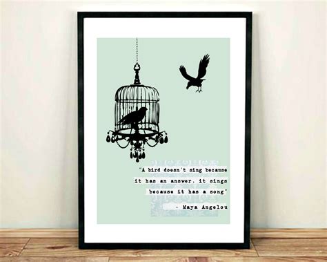 Maya Angelou Quote Art Print Why The Caged Bird Sings Etsy