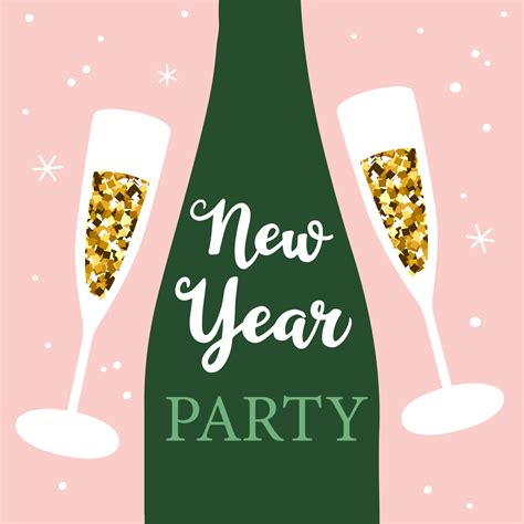 New Year Party Celebration Champagne Illustration Hand Drawn Vector