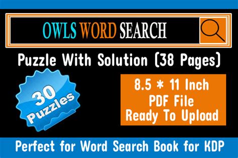 Owls Word Search Puzzle Kdp Interior Graphic By Designs Pro · Creative