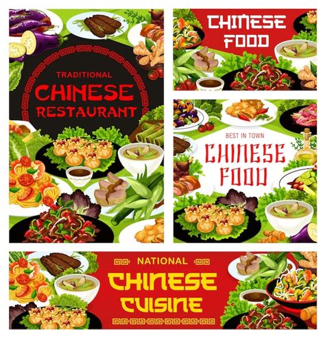 Premium Vector Chinese Cuisine Restaurant Dishes Vector Banners