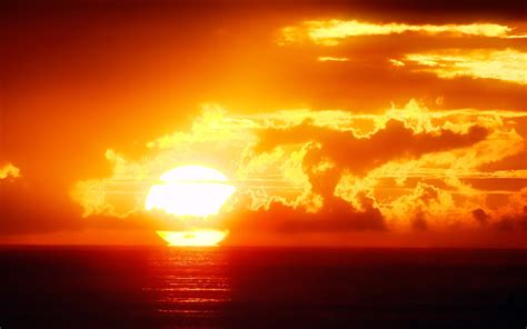 Sunset Sun Sky Clouds Sea Ocean Romantic Emotions Landscapes