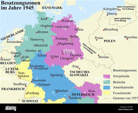 Allied Occupation Zones In Germany 1945 Germany Map M
