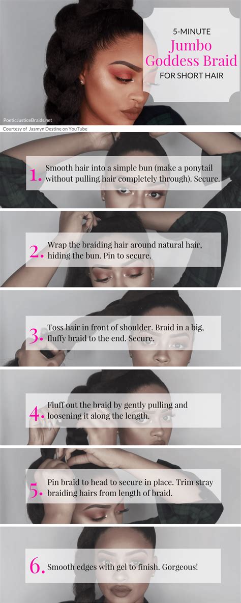 5 Minute Jumbo Goddess Braid For Short Hair Infographic