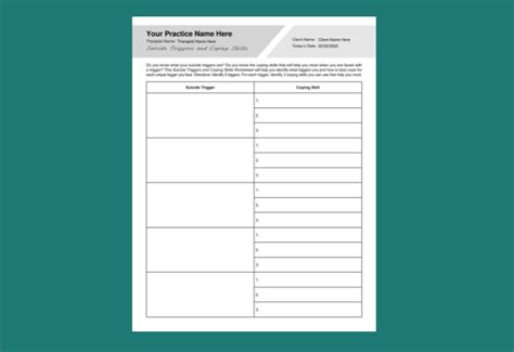 Suicide Triggers And Coping Skills Worksheet Pdf Therapybypro