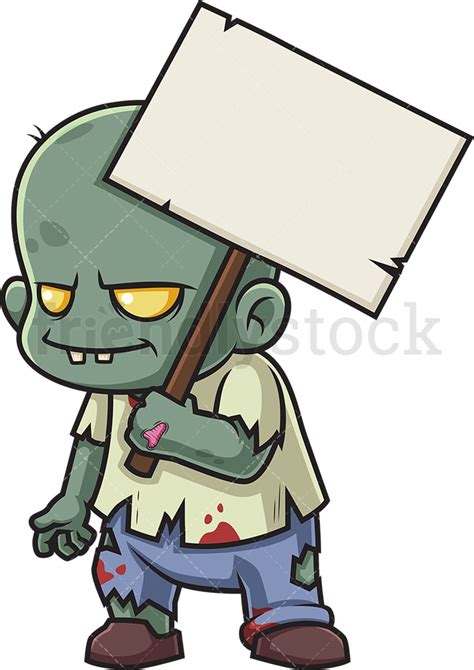 Zombie Holding Blank Sign Cartoon Clipart Vector Friendlystock