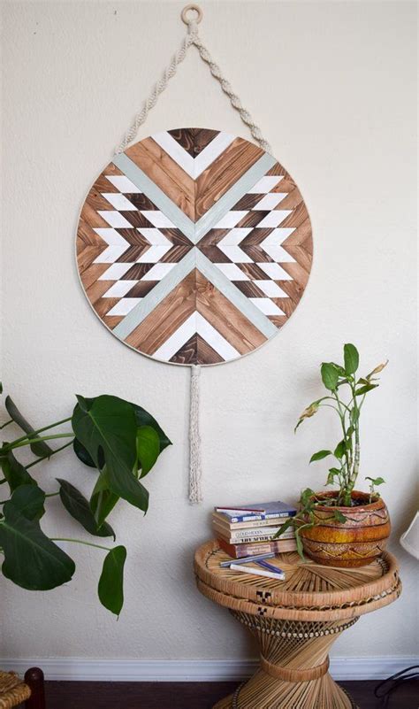 Arise Wood Wall Art Macrame Wall Hanging Boho Wood Art Round