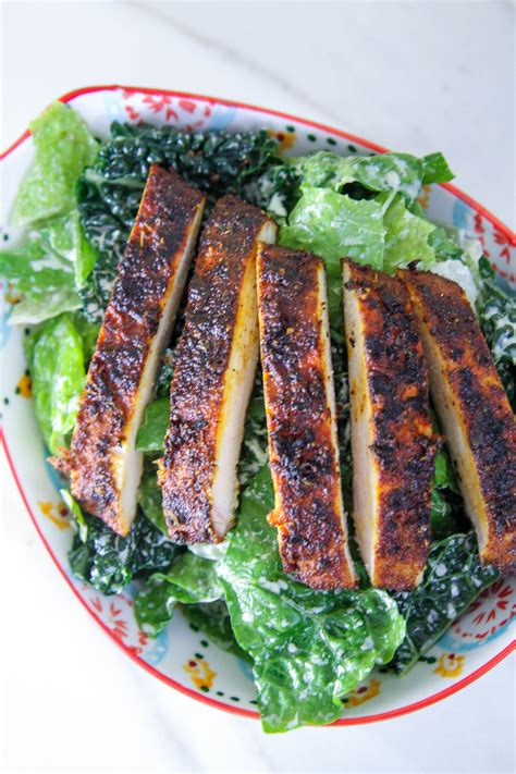 In a shallow dish, whisk together all the seasonings: Blackened Chicken Kale & Romaine Caesar | Blackened ...