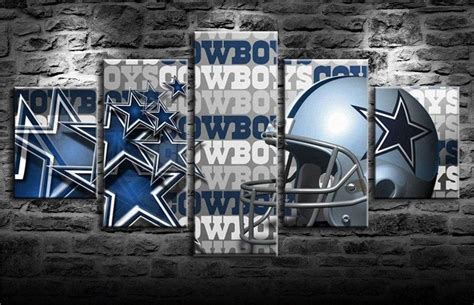 Dallas Cowboys Football 5 Panel Canvas Art Wall Decor Canvas Storm
