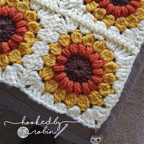 Crochet Sunflower Sunburst Granny Square Hooked By Robin