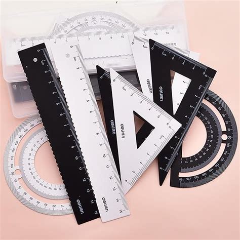 Math Geometry Rulers Set With Protractor Triangle Ruler Ruler Set