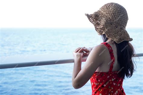 Premium Photo Woman Relaxing On Cruise Ship Enjoying Ocean View From