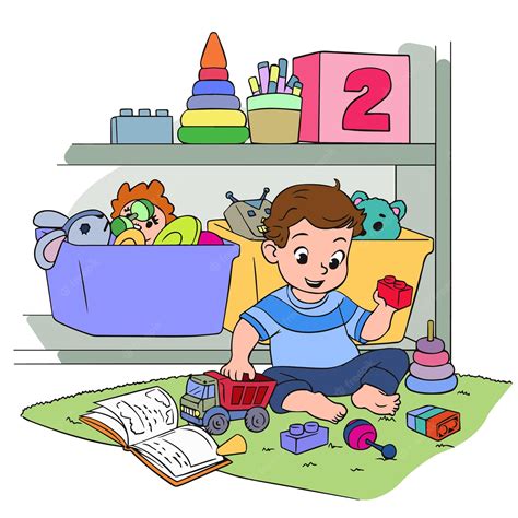 Premium Vector The Child Plays In The Nursery Children S Toys And