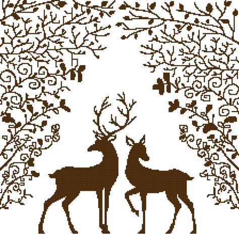 Get unlimited access to hundreds of free patterns. DEER COUPLE Counted Cross Stitch Pattern Chart - Animals ...