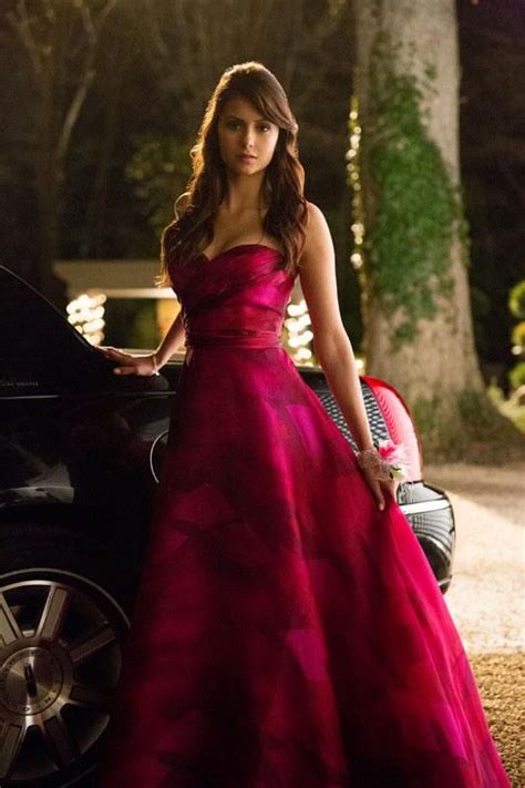 Amazing Nina As Elena Gilbertbeautiful Prom Dress And Hairstyle