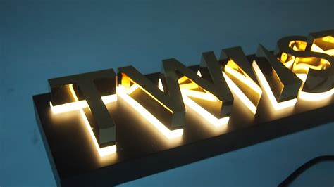 Custom Gold Polished Backlit Led Stainless Steel Channel Letter Sign