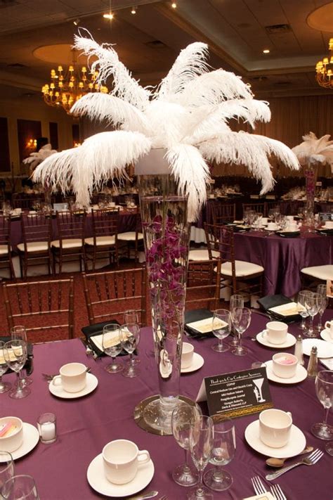2013 The Great Gala Centerpieces Feather Centerpiece Orchid