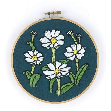Daisies Embroidery Kit Beginner Floral Embroidery Floral Etsy