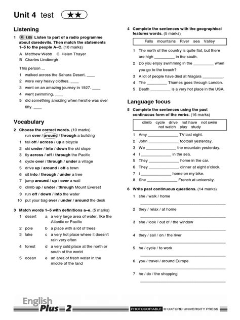 Context sentences for ketua in english. English Plus 2 Oxford Unit 4 Standard Test | Languages
