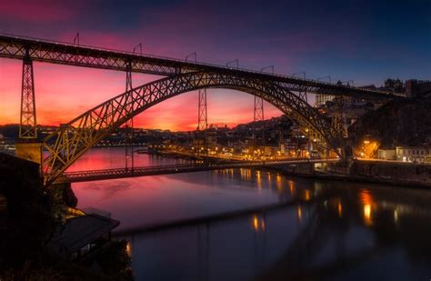4k 5k Portugal Houses Rivers Bridges Evening Porto Street