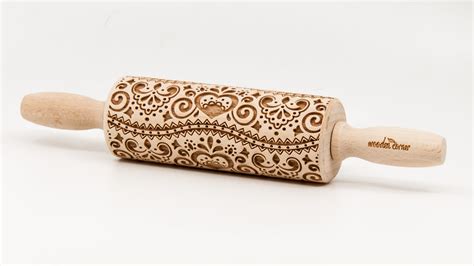 No R103 Boho Chic Style 3 Rolling Pin Embossed Rolling Pin Engraved