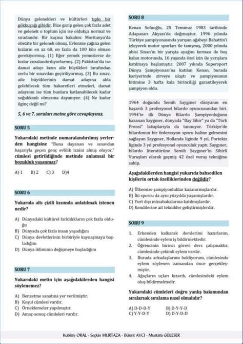 7. Sınıf Türkçe Deneme Sınavı (Tam Hazırlık-1) – Turkceci.Net – Türkçe