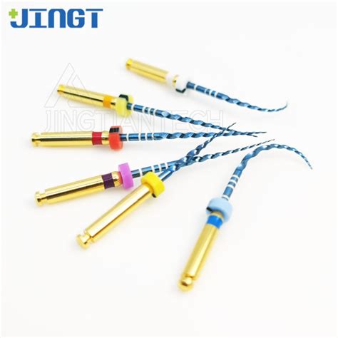 jingt 6pcs dental root canal file heat activated rotary nitinol tooth pulp files thermally