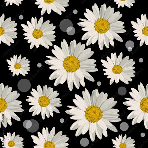 Seamless Pattern With Daisy Flowers Stock Vector Adobe Stock