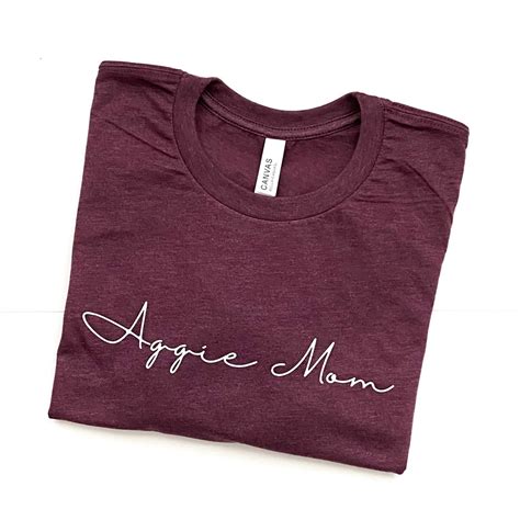Aggie Mom T Shirt Texas A M University Parent Shirt Maroon TAMU Tee Aggieland Parent Tee
