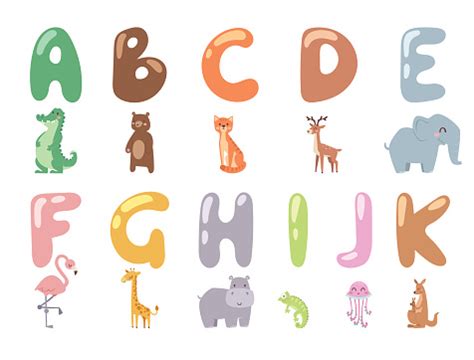Young learners can build vocabulary and develop their reading skills, while at the same time broading. Cute Zoo Alphabet With Cartoon Animals Isolated On White ...