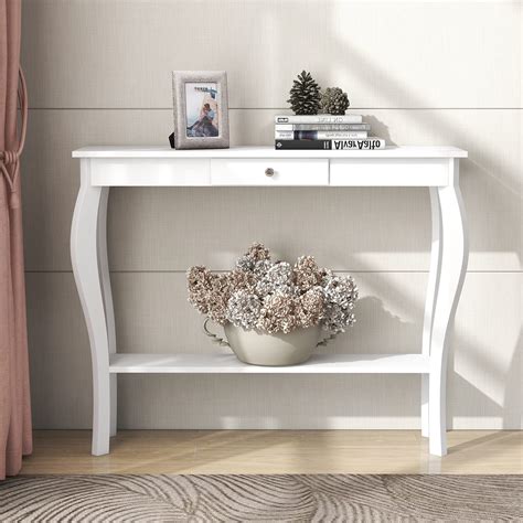 Buy Choochoo Narrow Console Table With Drawer Chic Accent Sofa Table Entryway Table White