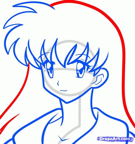 Easy To Draw Manga Characters How To Draw Kagome Easy Step 6