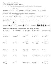 Transforming exponential and logarithmic functions worksheet answers from precalculus worksheets with answers pdf , source:incharlottesville.com. Exponent Rules Review Worksheet.pdf - Exponent Rules Review Worksheet NOTE Anything to the zero ...