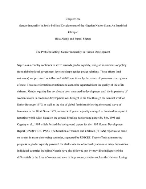 Pdf Chapter One Gender Inequality In Socio Political Development Of The Nigerian Nation State