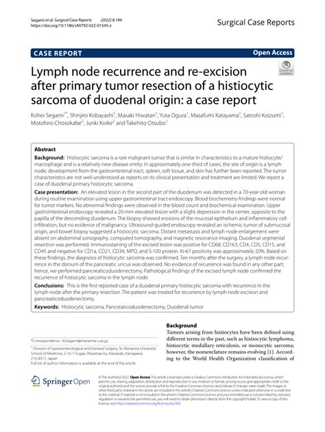 Pdf Lymph Node Recurrence And Re Excision After Primary Tumor
