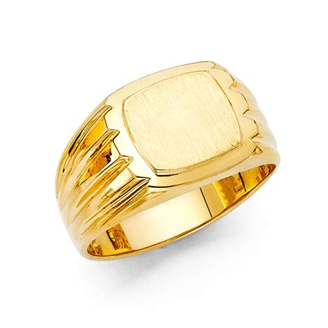 14k Yellow Gold Mens Engravable Signet Ring Size 115 Mens Gold Jewelry