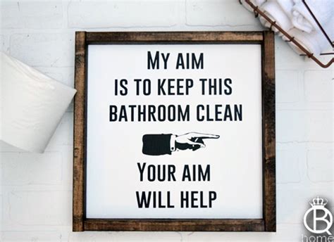 My Aim Is To Keep This Bathroom Clean Wood Sign Queen B Home